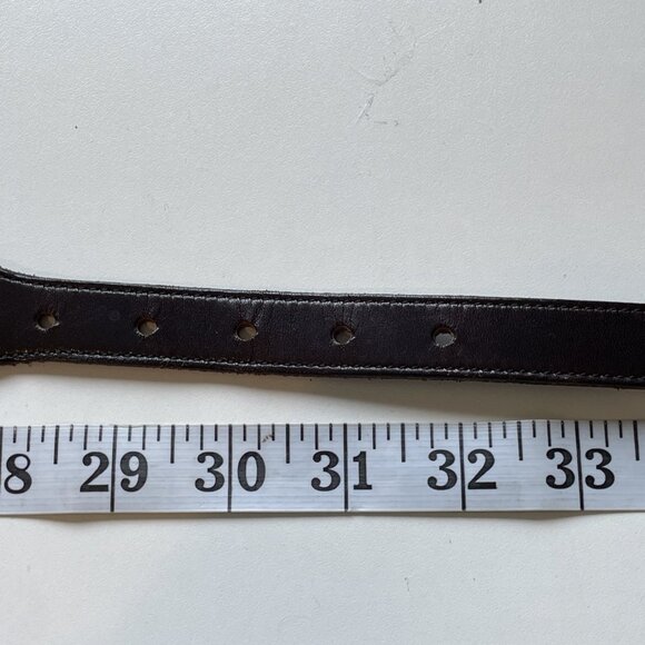 Vintage 80s RITZ Loop Link Belt Women's Medium Dark Brown Leather Covered Buckle - Picture 9 of 11